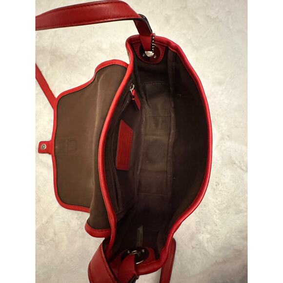 Coach F30601 Signature Jacquard Crossbody – Red Leather Trim - Picture 7 of 11